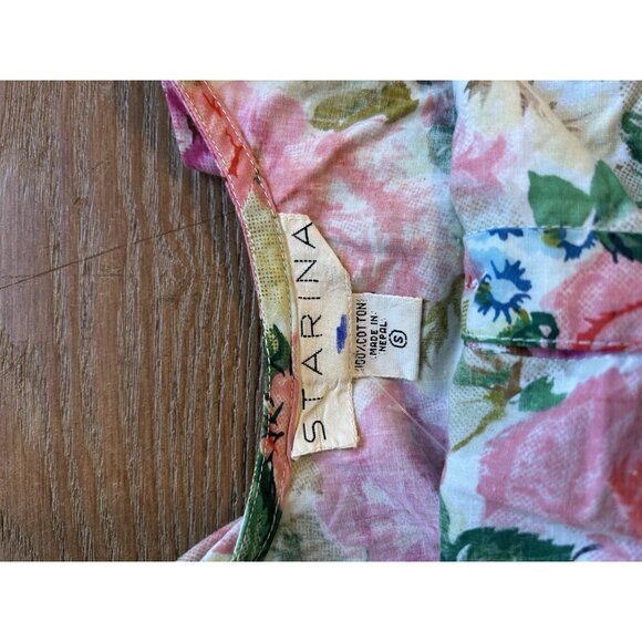 Vintage 80s Country Floral Button Front Bow Tea Dress Cottagecore - Picture 7 of 7